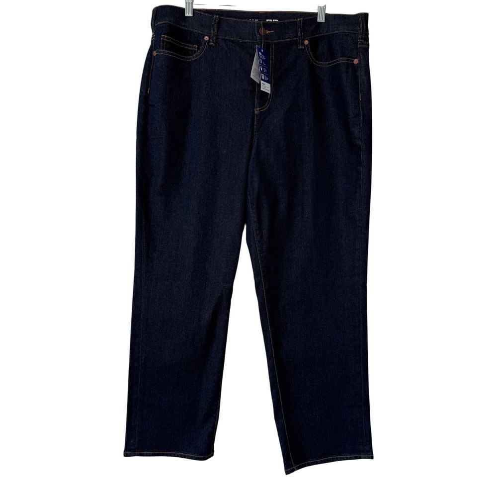 NWT Lands End 18W Dark Wash Recover‎ Recycled Cotton Straight Leg Jeans Normcore
